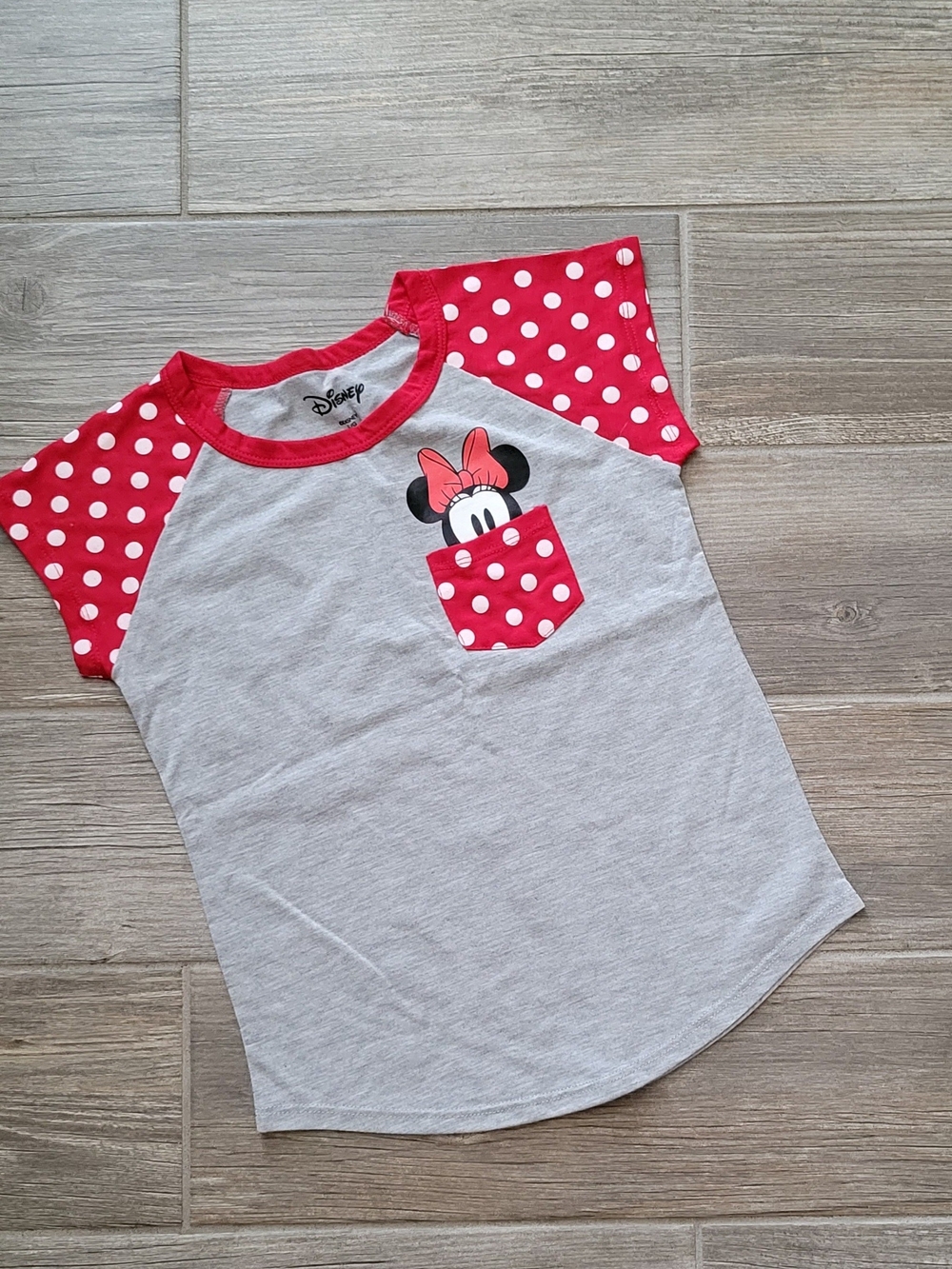 Disney Grey Tee with Pink Trim and Minnie Graphic